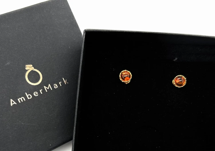 Eleganter Bernsteinschmuck Ohrringe Silber vergoldet