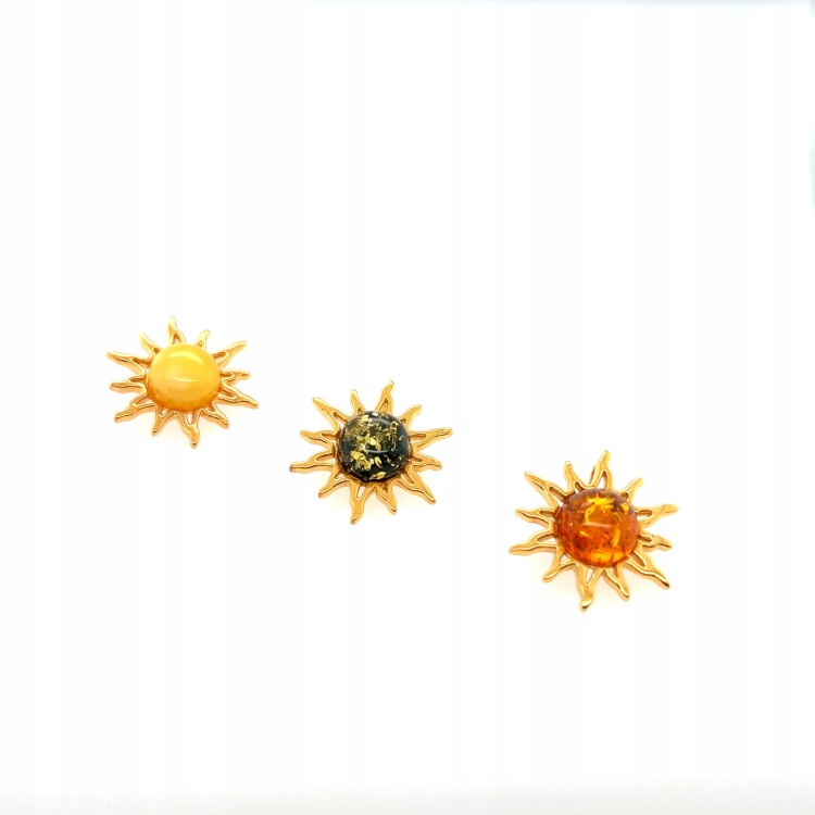 vergoldeter silberanhänger mit bernstein sonne