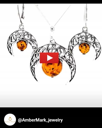Bernsteinschmuck Set Mond Lunula Rückseite
