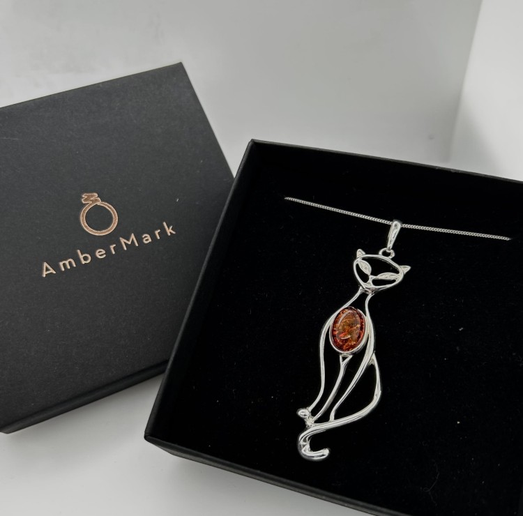 Bernsteinschmuck Anhänger Katze