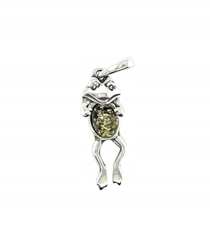 Silberanhänger Frosch mit Bernstein