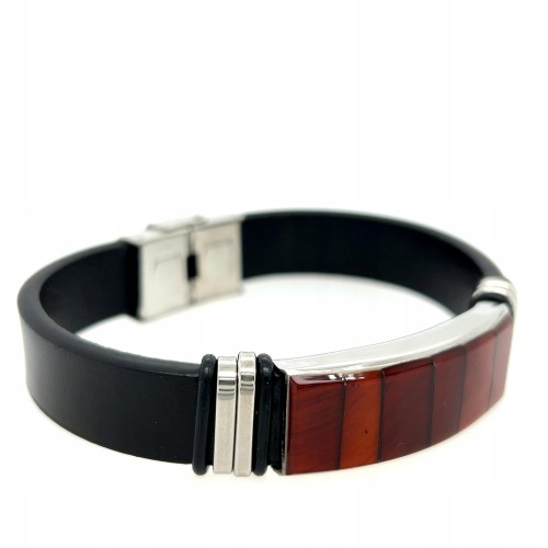herrenarmband bernstein cognac leder