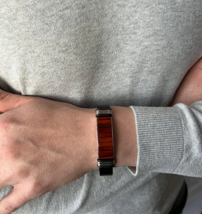 lederarmband herren mit bernstein