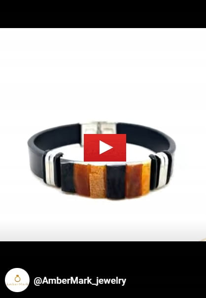 Bernstein-Armband für Herren mit Stahlverschluss