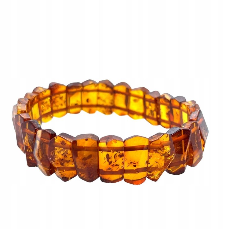 facettiertes bernsteinarmband auf gummiband