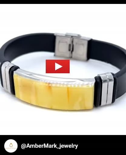 Handgefertigtes Herrenarmband aus Leder und Bernstein