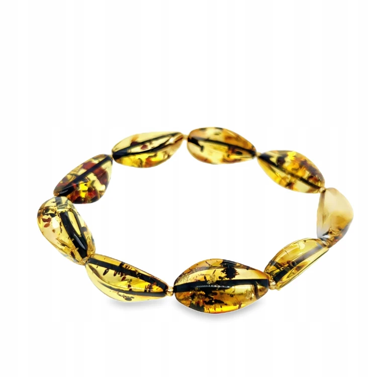 Bernsteinarmband grün Draufsicht