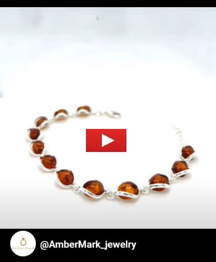 Silberarmband mit Bernstein OVAL Draufsicht