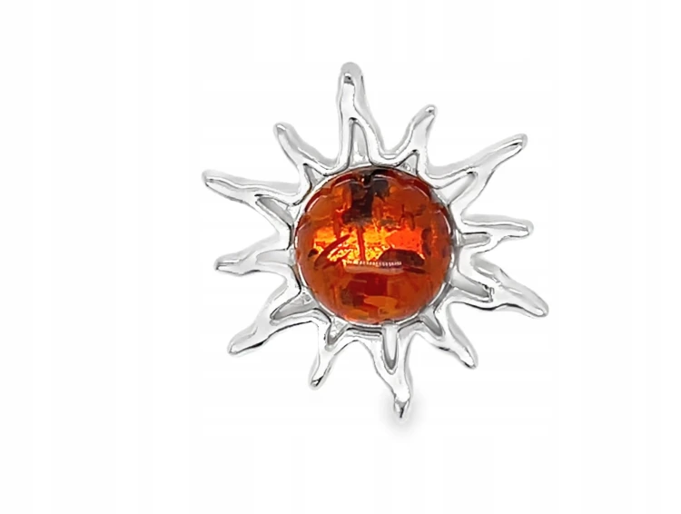 Silberanhänger Sonne mit Baltischem Bernstein