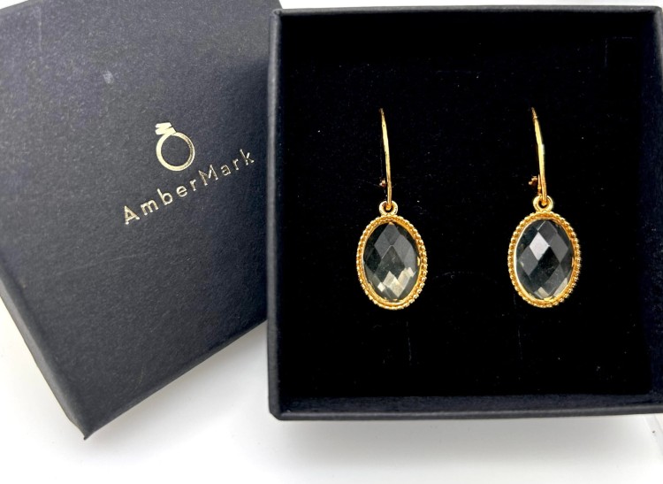 Elegante vergoldete Bernsteinohrringe Facettenschliff