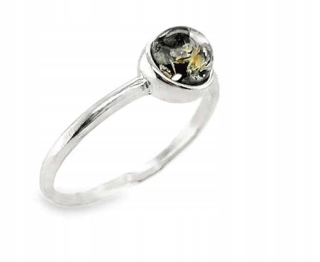 silberner ring mit bernstein draufsicht
