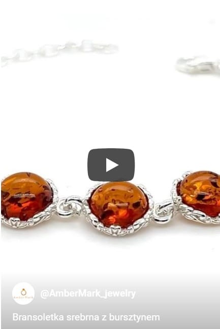 Silbernes Armband mit Naturbernstein