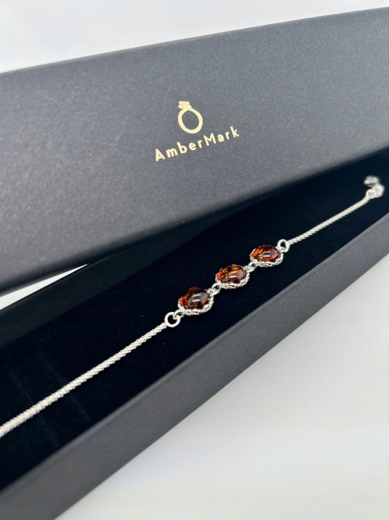 Bernstein Armband handgefertigt aus Silber