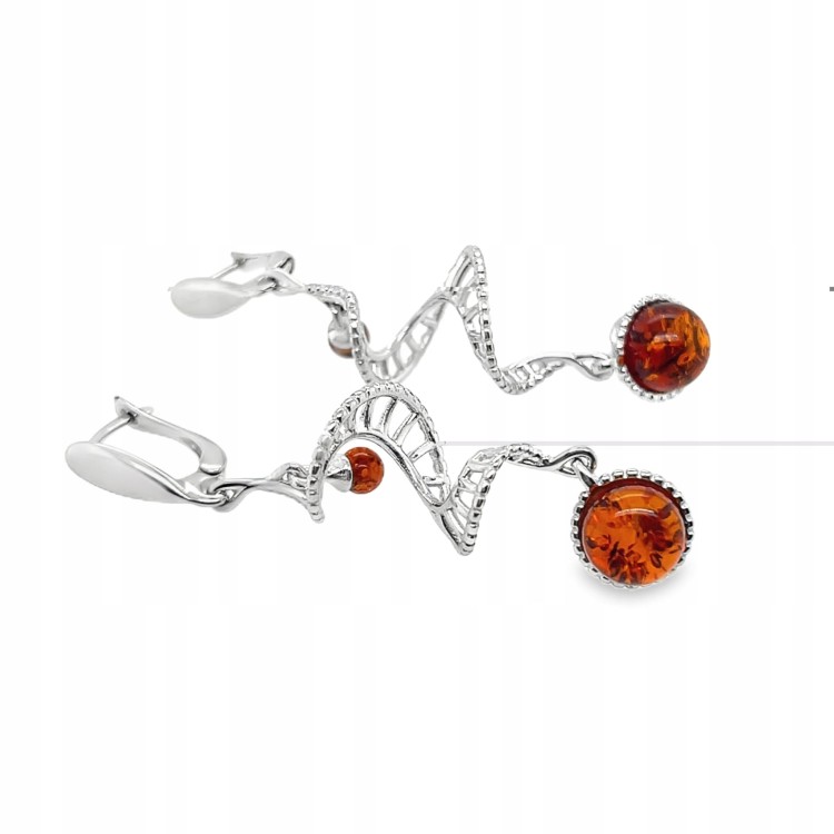 Silberohrringe mit Bernstein DNA Design