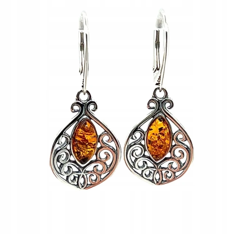Elegante Bernsteinohrringe aus Silber