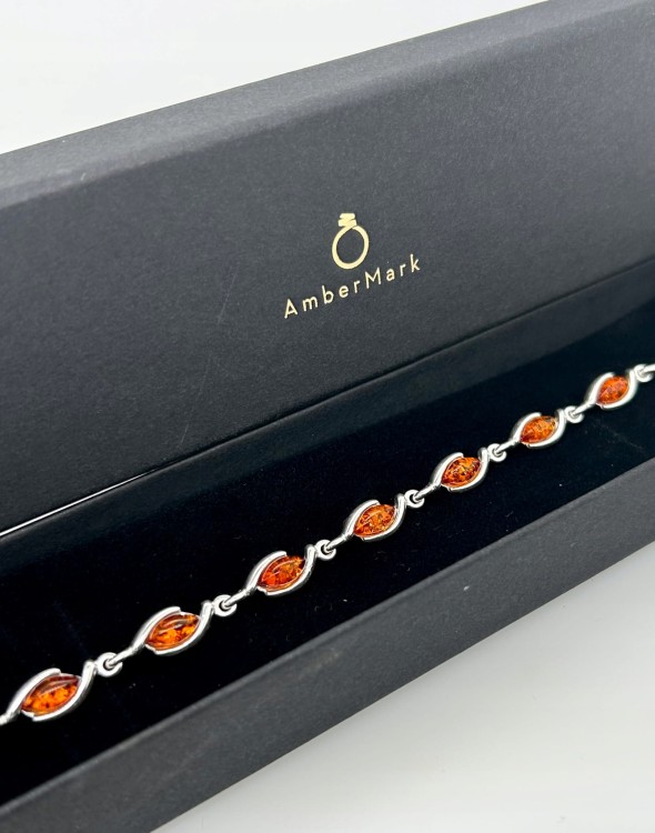 Silberarmband Markiza mit Bernstein Draufsicht