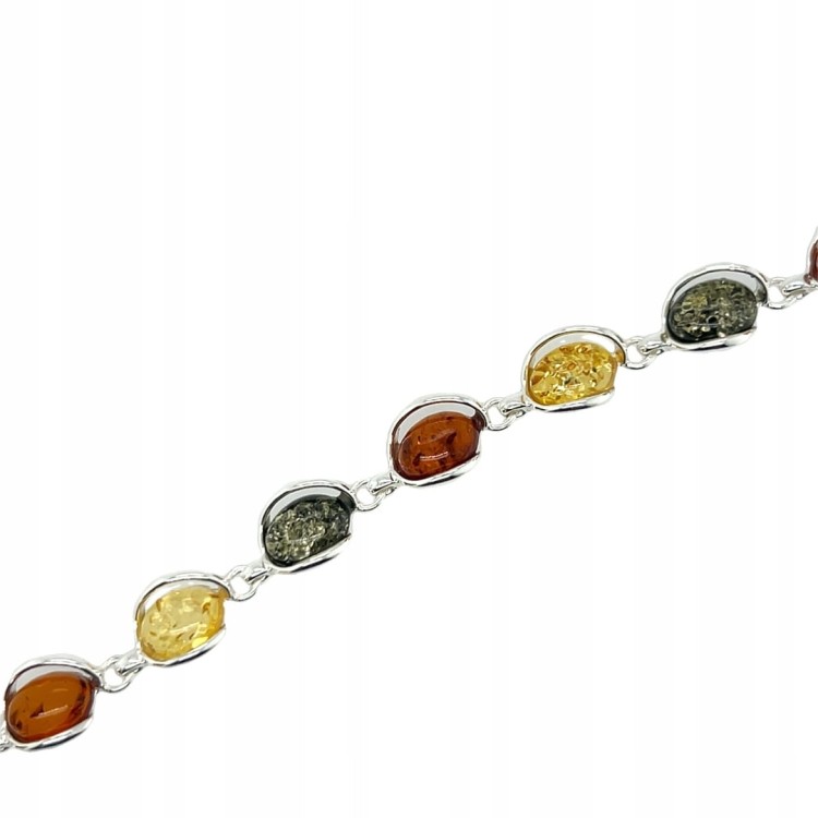 silbernes armband mit bernstein oval