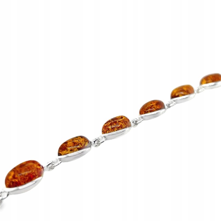 Silberarmband mit Bernstein ovale Form