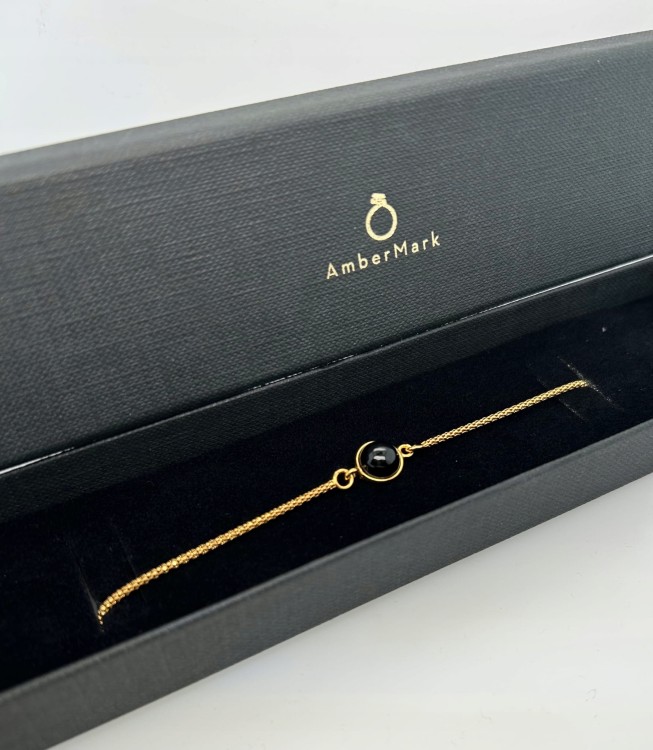 Vergoldetes Silberarmband mit schwarzem Onyx