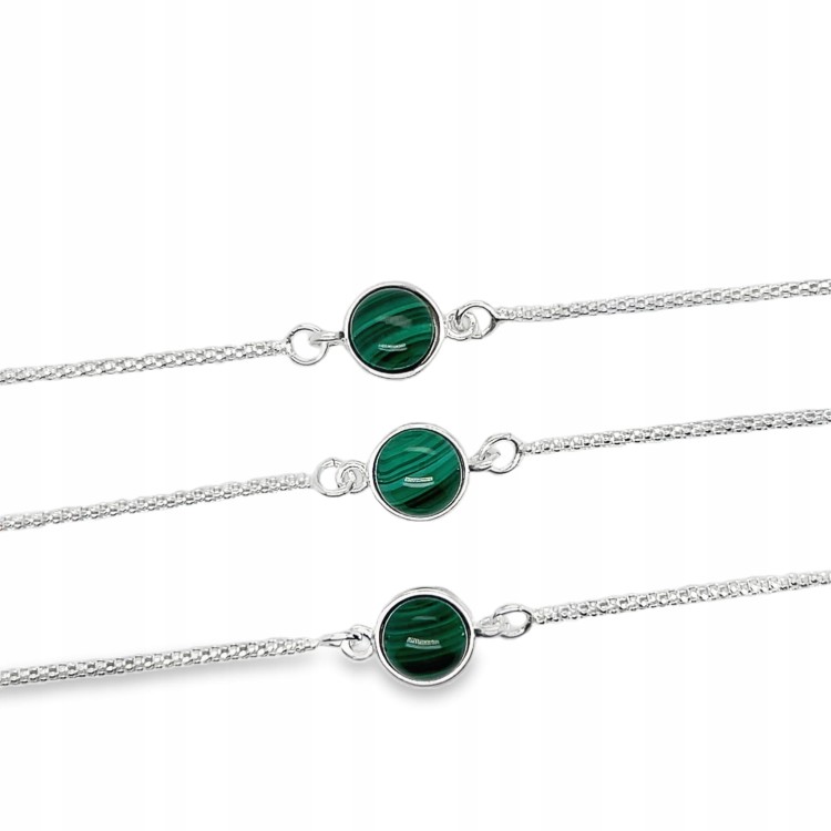 Silberarmband mit Malachit Draufsicht