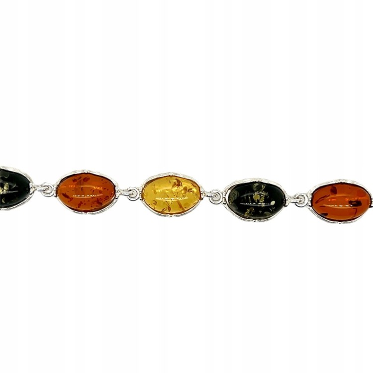 Silberarmband mit Bernstein OVAL Draufsicht