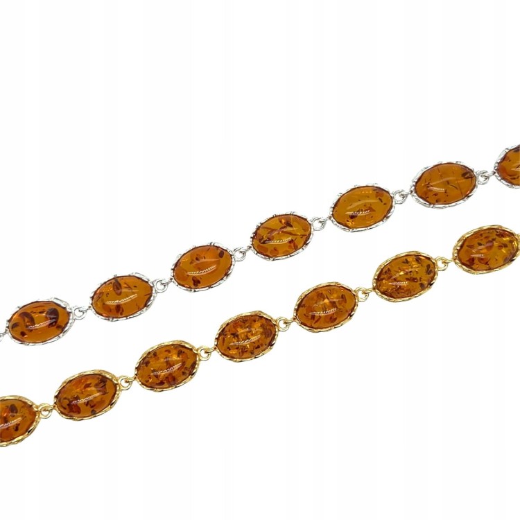 Cognacfarbener Bernstein Silberarmband vergoldet