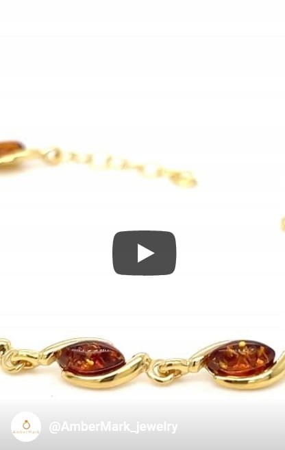 Detailaufnahme Bernstein Silberarmband
