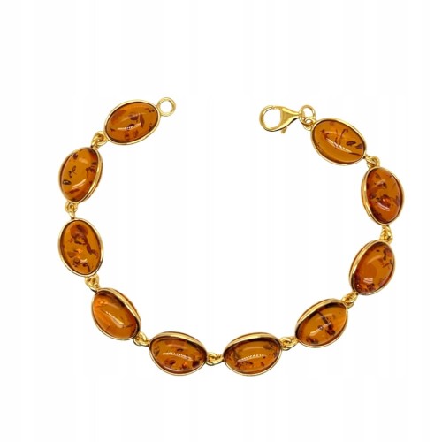 vergoldetes silberarmband mit bernstein oval