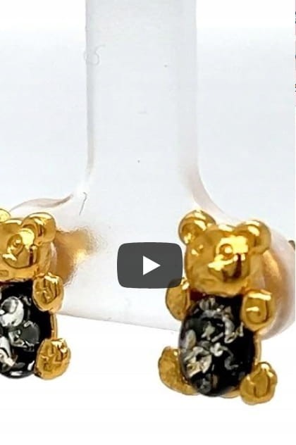Elegante Ohrstecker Bär mit Bernstein