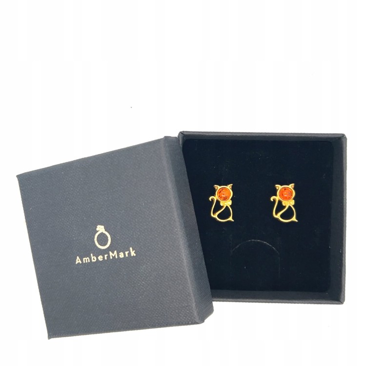 Silberschmuck mit Bernstein Motiv Katze