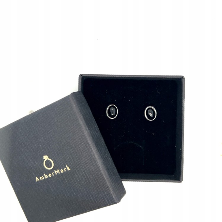 Elegante silberne Ohrringe mit Onyx Stein Detail