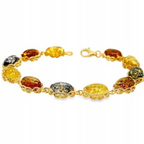 Silberarmband vergoldet mit Bernstein