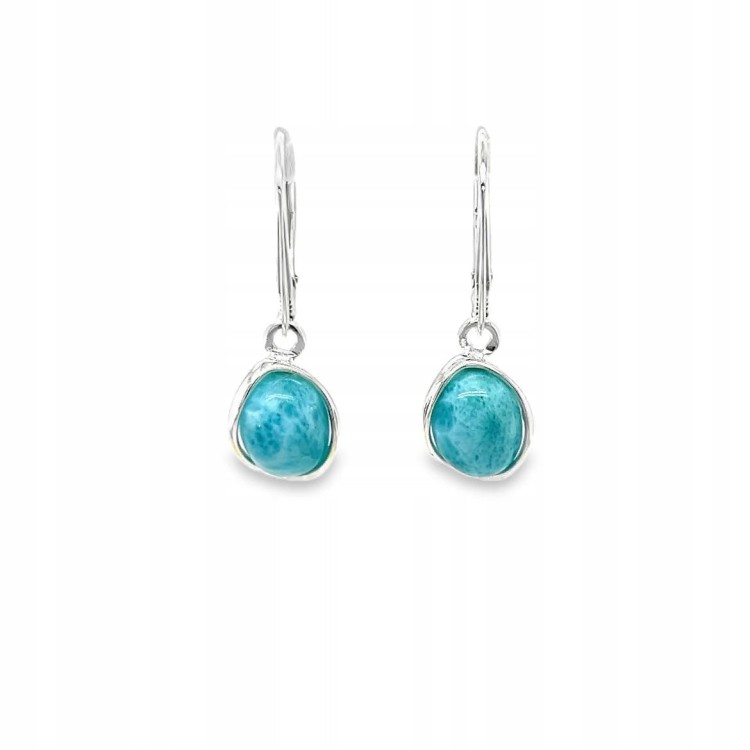 Silberohrringe mit Larimar Draufsicht