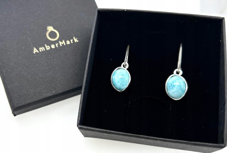 Ovale Larimar Ohrringe aus Silber