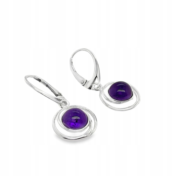 Elegante Ohrringe aus 925er Silber mit lila Stein