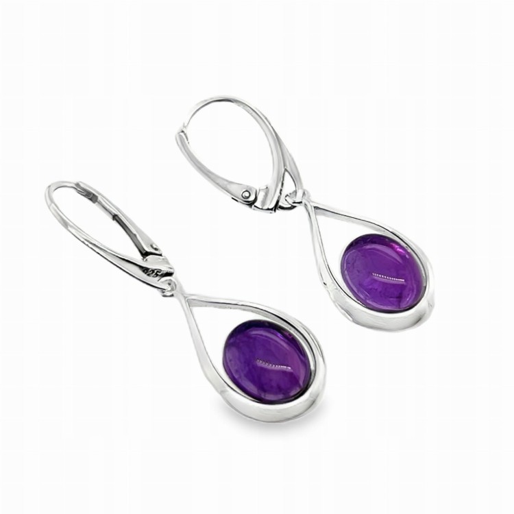 Silberohrringe mit Amethyst Edelstein
