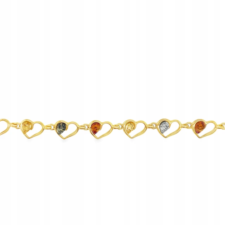bernstein armband silber herzmuster