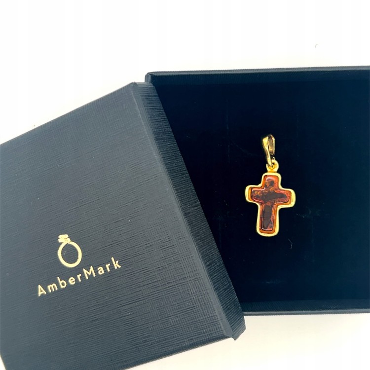Baltischer Bernstein Anhänger Kreuz Silber