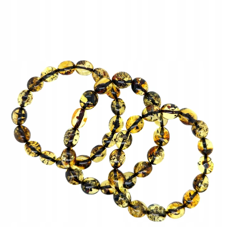 Detailansicht grünes Bernsteinarmband