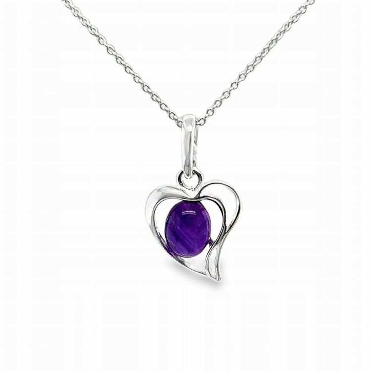Silberanhänger mit natürlichem Amethyst Vorderansicht