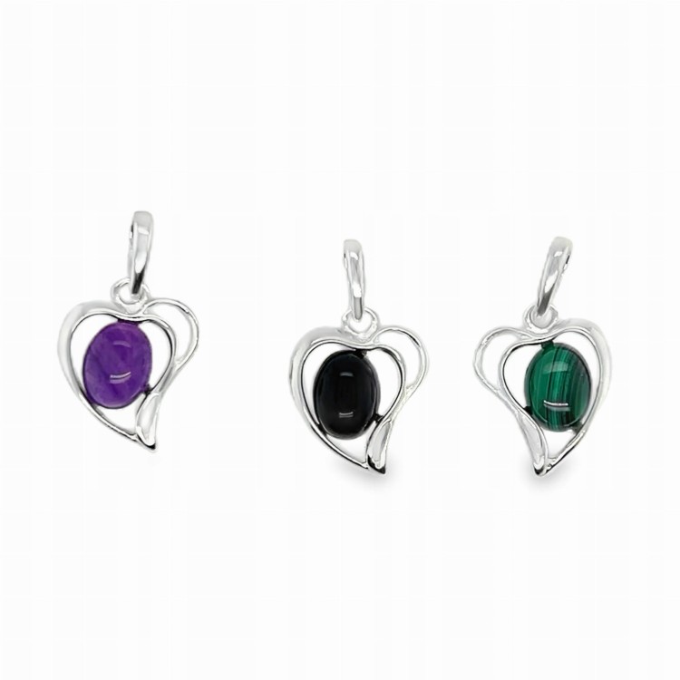 Eleganter Herzanhänger mit echtem Onyx Stein