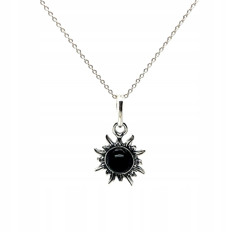 Silberanhänger Sonne mit Onyx