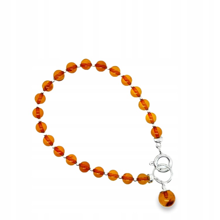 Silberarmband mit natürlichem Milchbernstein