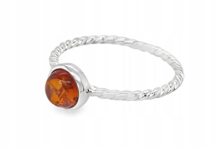 eleganter silberring mit bernstein