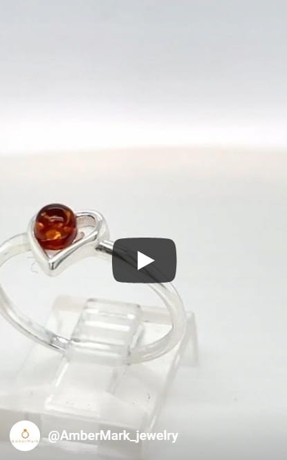Eleganter Bernstein Herz Ring Silber 925