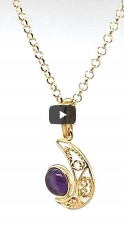 Vergoldeter Anhänger mit natürlichem Amethyst