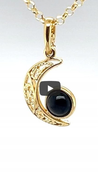 Silberanhänger vergoldet mit Onyx Mond